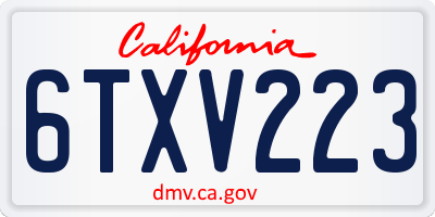 CA license plate 6TXV223