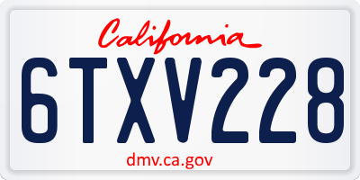 CA license plate 6TXV228