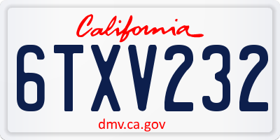CA license plate 6TXV232