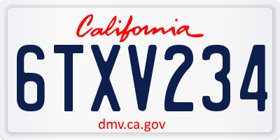 CA license plate 6TXV234
