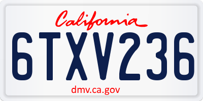 CA license plate 6TXV236