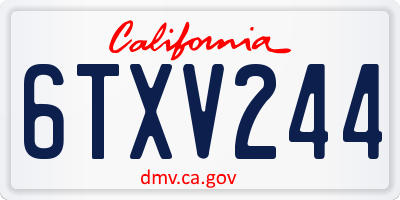 CA license plate 6TXV244