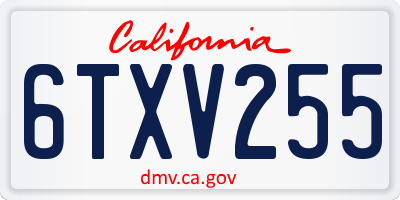 CA license plate 6TXV255