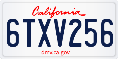 CA license plate 6TXV256