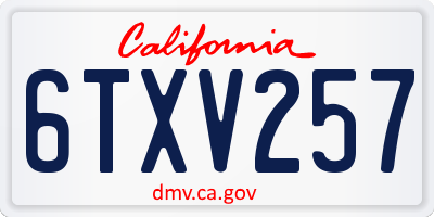 CA license plate 6TXV257