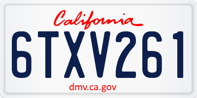CA license plate 6TXV261