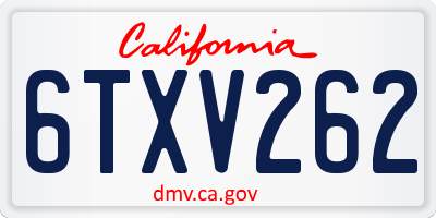CA license plate 6TXV262