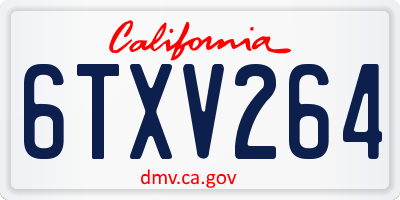 CA license plate 6TXV264