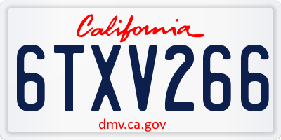 CA license plate 6TXV266