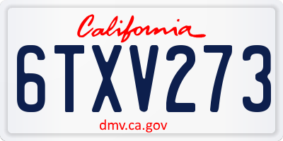 CA license plate 6TXV273