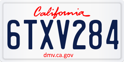 CA license plate 6TXV284