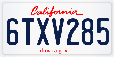 CA license plate 6TXV285