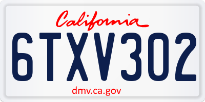 CA license plate 6TXV302