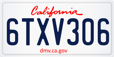 CA license plate 6TXV306