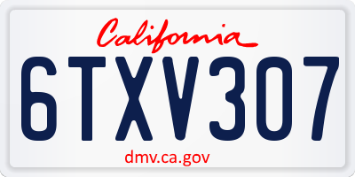 CA license plate 6TXV307