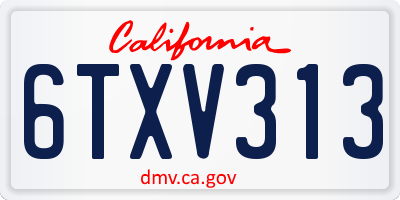 CA license plate 6TXV313