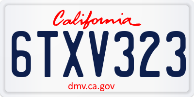 CA license plate 6TXV323