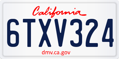 CA license plate 6TXV324