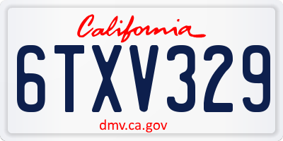 CA license plate 6TXV329