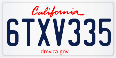CA license plate 6TXV335