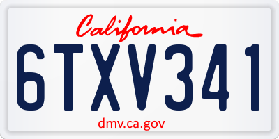 CA license plate 6TXV341