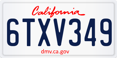 CA license plate 6TXV349