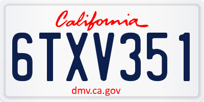 CA license plate 6TXV351