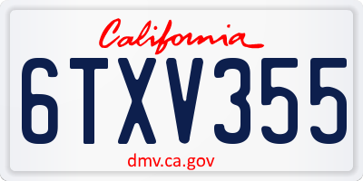 CA license plate 6TXV355