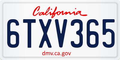 CA license plate 6TXV365