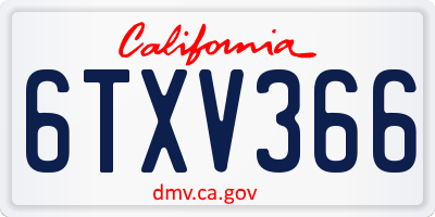 CA license plate 6TXV366