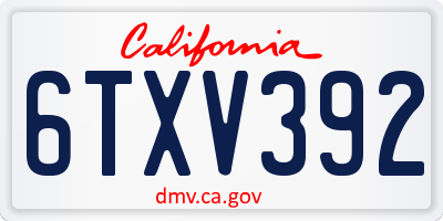 CA license plate 6TXV392