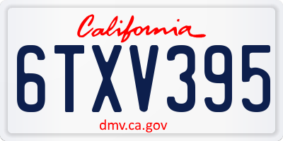 CA license plate 6TXV395