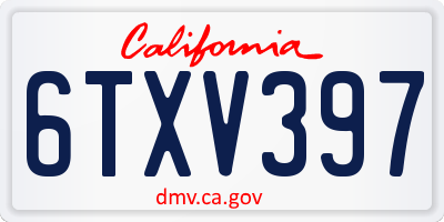 CA license plate 6TXV397