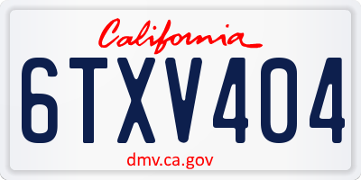 CA license plate 6TXV404