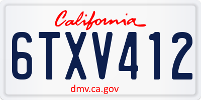 CA license plate 6TXV412