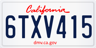 CA license plate 6TXV415