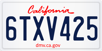 CA license plate 6TXV425