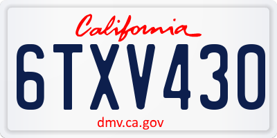 CA license plate 6TXV430