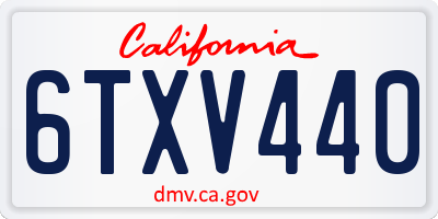 CA license plate 6TXV440