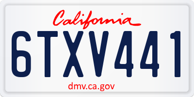 CA license plate 6TXV441