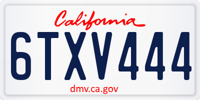 CA license plate 6TXV444