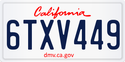 CA license plate 6TXV449