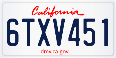 CA license plate 6TXV451