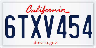 CA license plate 6TXV454