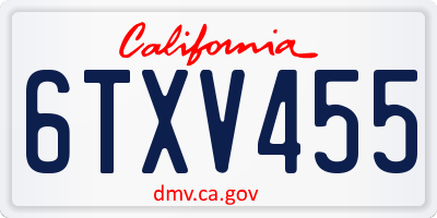 CA license plate 6TXV455