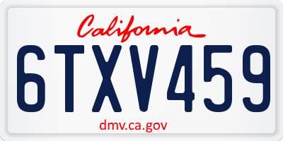 CA license plate 6TXV459