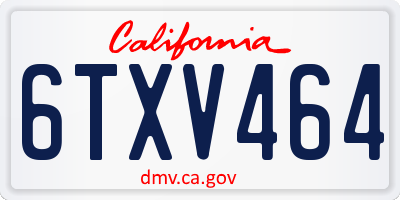 CA license plate 6TXV464