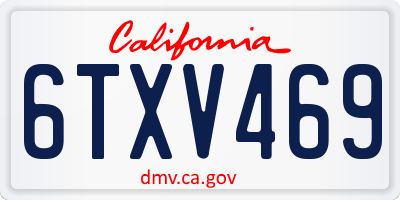 CA license plate 6TXV469