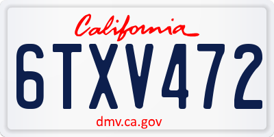 CA license plate 6TXV472