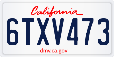 CA license plate 6TXV473